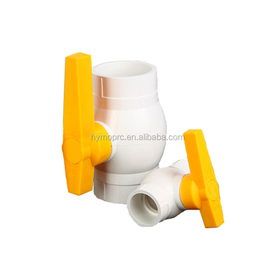 Υπηρεσία επεξεργασίας χύτευσης ASTM/DIN Standard 1/2 Inch PVC βαλβίδα μπάλας με κίτρινο λαβή