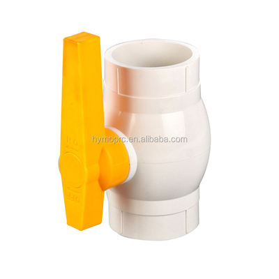 Υπηρεσία επεξεργασίας χύτευσης ASTM/DIN Standard 1/2 Inch PVC βαλβίδα μπάλας με κίτρινο λαβή