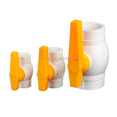 Υπηρεσία επεξεργασίας χύτευσης ASTM/DIN Standard 1/2 Inch PVC βαλβίδα μπάλας με κίτρινο λαβή