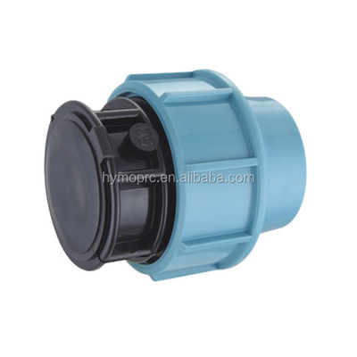 BSPT Thread Blue Color PP Compression Fitting Coupling για τυποποιημένο μήκος κατασκευασμένο
