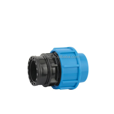 BSPT Thread Blue Color PP Compression Fitting Coupling για τυποποιημένο μήκος κατασκευασμένο