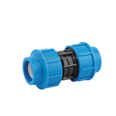 BSPT Thread Blue Color PP Compression Fitting Coupling για τυποποιημένο μήκος κατασκευασμένο