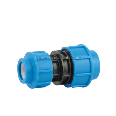 BSPT Thread Blue Color PP Compression Fitting Coupling για τυποποιημένο μήκος κατασκευασμένο