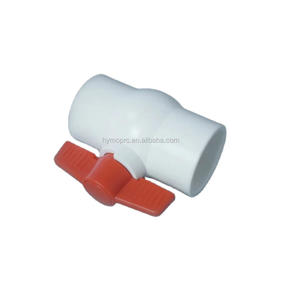 ASTM DIN Standard Λευκή βαλβίδα μπάλας PVC σε όλα τα μεγέθη με μέγεθος 1,5 ιντσών και κόκκινο λαβή