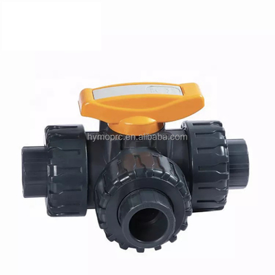 1 ίντσες 3 Way PVC True Union Ball Valve με λαβή ABS από την κατασκευή