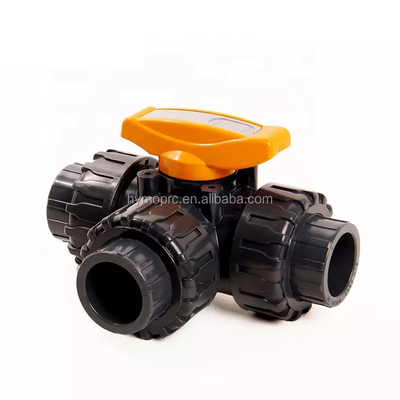 1 ίντσες 3 Way PVC True Union Ball Valve με λαβή ABS από την κατασκευή