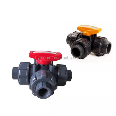 1 ίντσες 3 Way PVC True Union Ball Valve με λαβή ABS από την κατασκευή