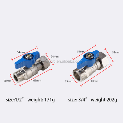 ΑΝΤΑΣΤΑΛΟΣ ΑΣΤΑΛΟΣ ASTM/DIN Standard Mini Ball Valve PEX Nickel Plated για σωλήνες αερίου χαλκού