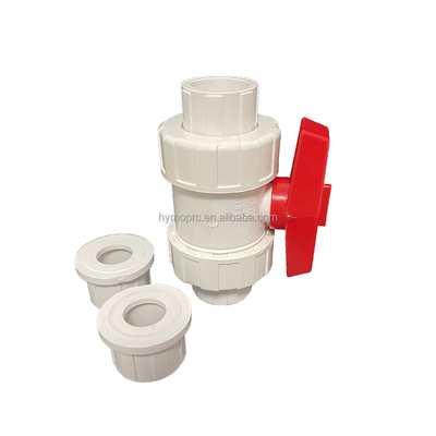 1/2&quot;-8&quot; PVC True Union Ball Valve Long Handle Λευκό χρώμα για σύνδεση πρίζας/νήματος