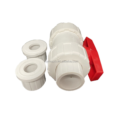 1/2&quot;-8&quot; PVC True Union Ball Valve Long Handle Λευκό χρώμα για σύνδεση πρίζας/νήματος