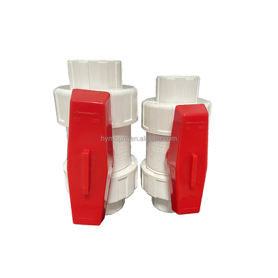 1/2&quot;-8&quot; PVC True Union Ball Valve Long Handle Λευκό χρώμα για σύνδεση πρίζας/νήματος